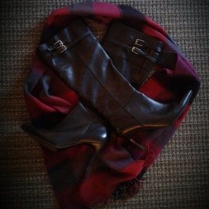 Lauren Ralph Lauren Tall Leather Boots, 8.5, Black